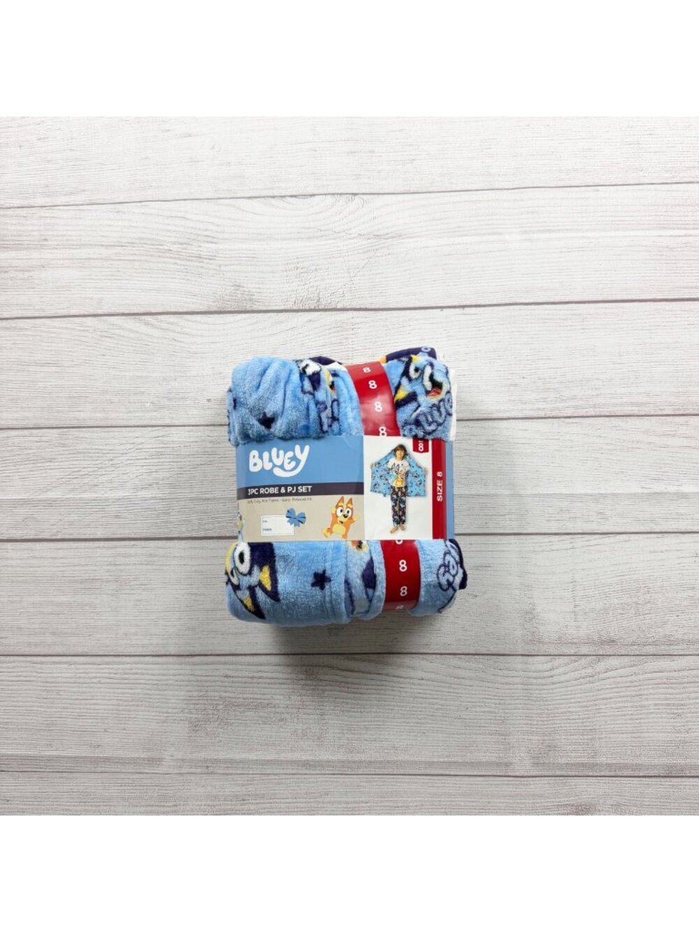 Bluey 3 Piece Robe Pajama Set Shirt Pants Kids Soft Cozy Fabric NWT 8